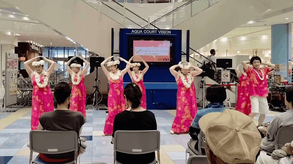 アクアウォーク大垣　ぎふピンクリボン2026　イベント　フラショー　アロハ南サークル　レイ・ナニ