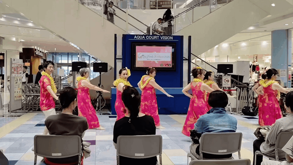 アクアウォーク大垣　ぎふピンクリボン2026　イベント　フラショー　アロハ南サークル　ヘ・メレ・ノ・リロ